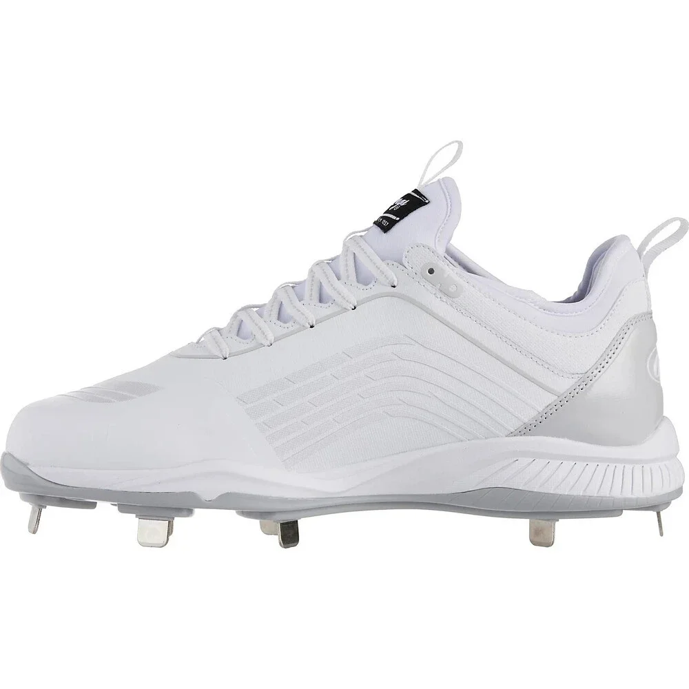 Rawlings Bullpen 174930 Men's White Gray Lace Up Metal Baseball Cleats UWU1055